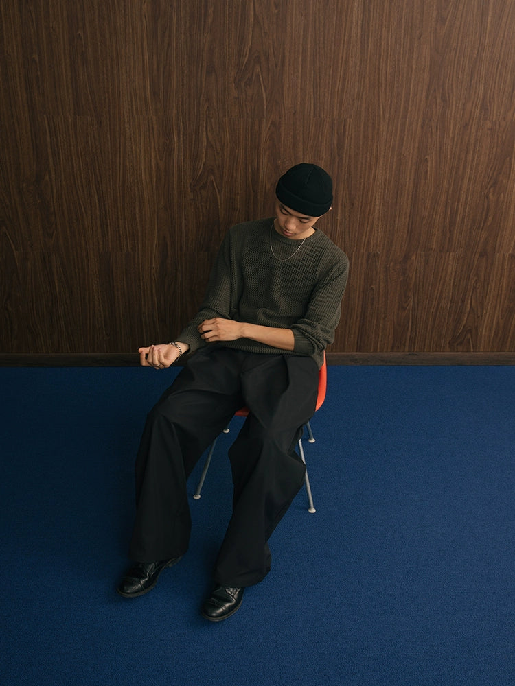 SUPERTOFU Ribbed Hem Hollow Knitted Sweater