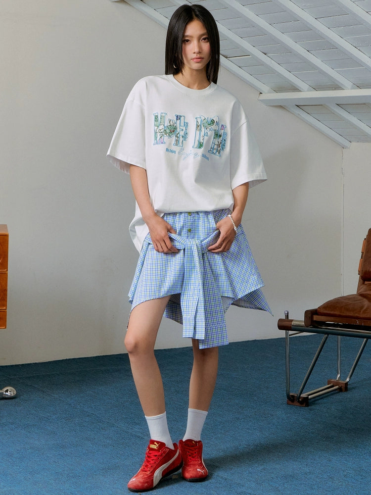 MEDM Lace Printed Applique Butterfly LOGO Tee