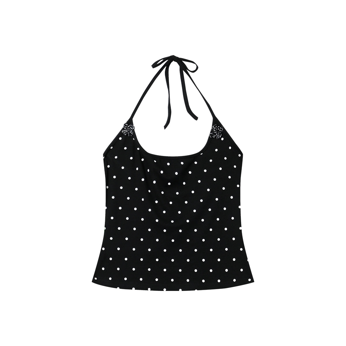 FUNKYFUN Full Printed Polka Dot Button Neck Sling Vest
