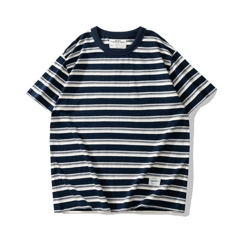 PrintAce Retro Sports Style Knitted Striped Tee