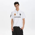A PUEE Retro Alphabet Front Shoulder Embroidered Polo Shirt