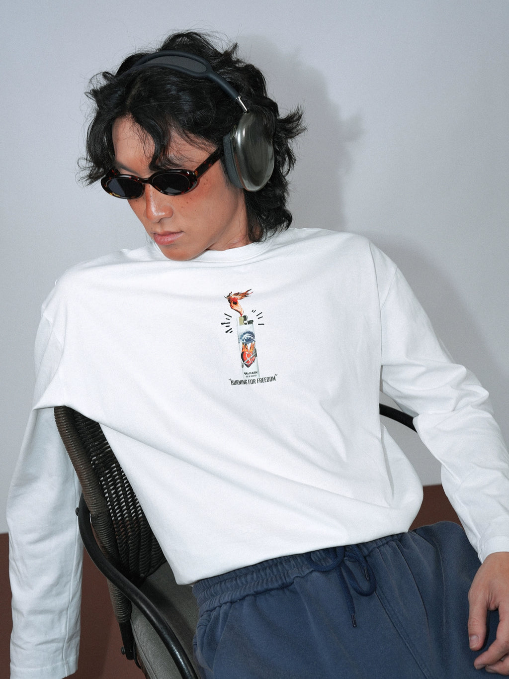 O3PARK Lighter Print Loose Casual Long Sleeve