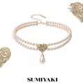 SUMIYAKI Double-Sided Embossed Pearl Clavicle Chain