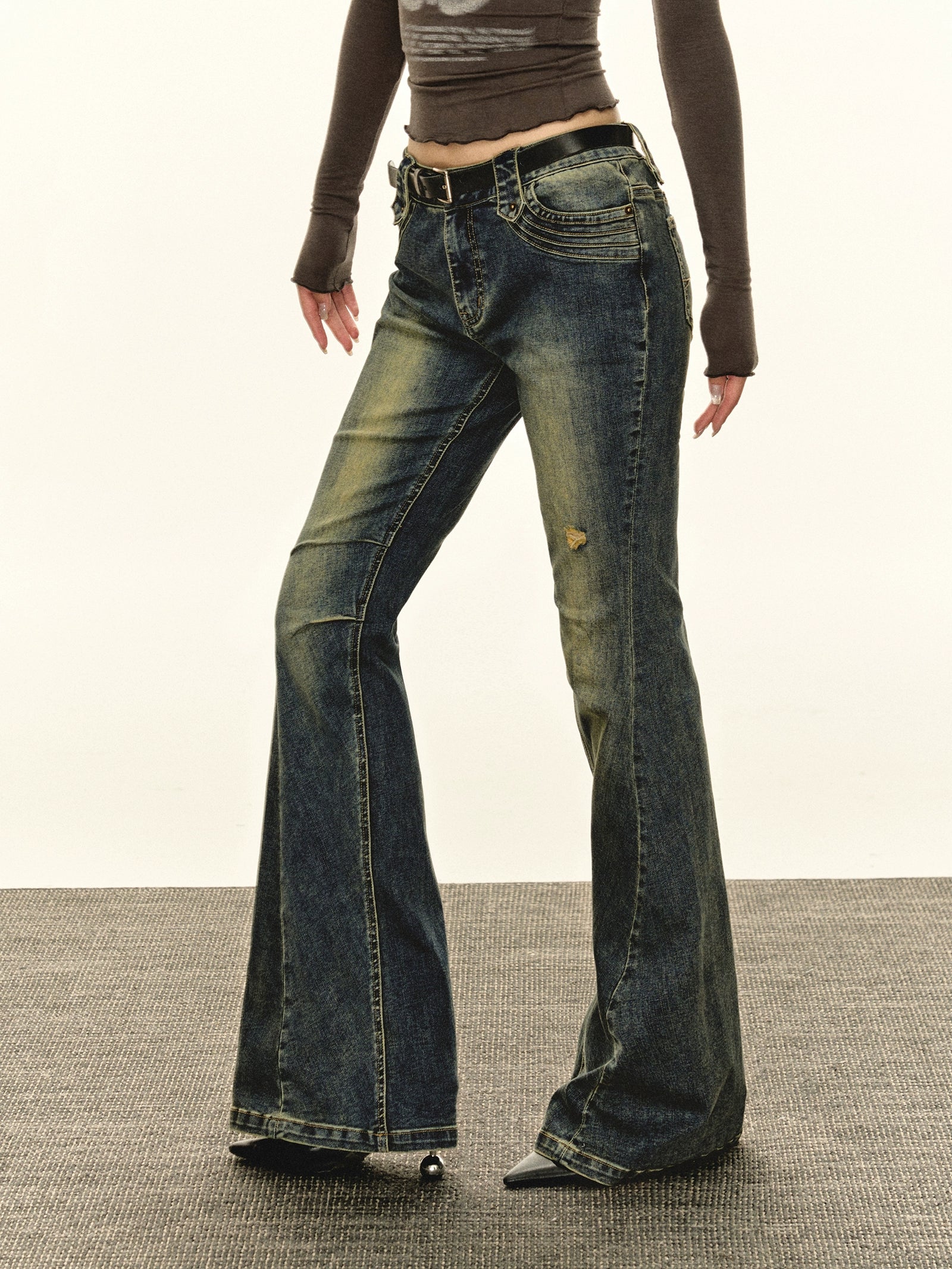 Ariseism Vintage Design Micro-flared Jeans