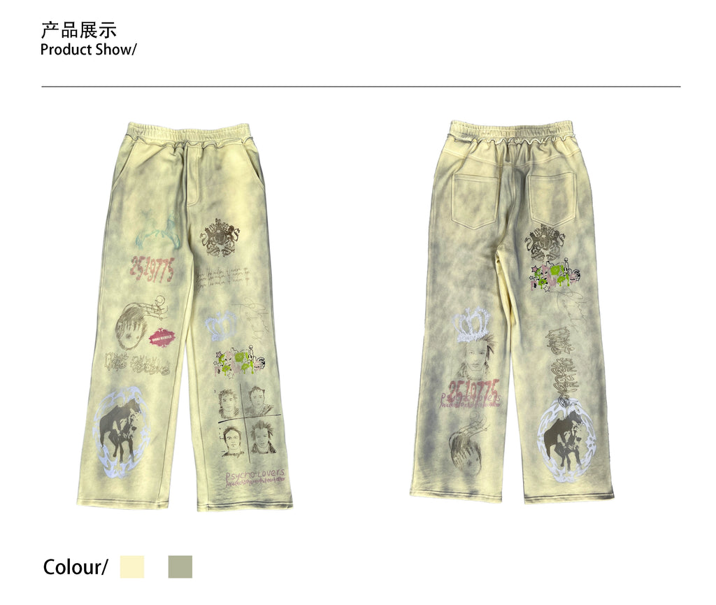 CHAI Hand-painted Graffiti Casual Sweatpants