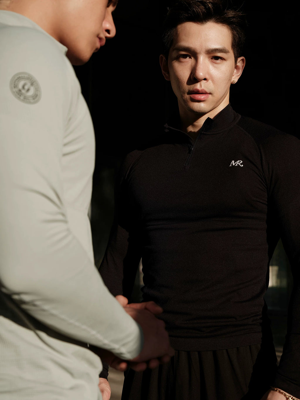 GTAL Casual Half Zipper Elastic Slim Long Sleeve