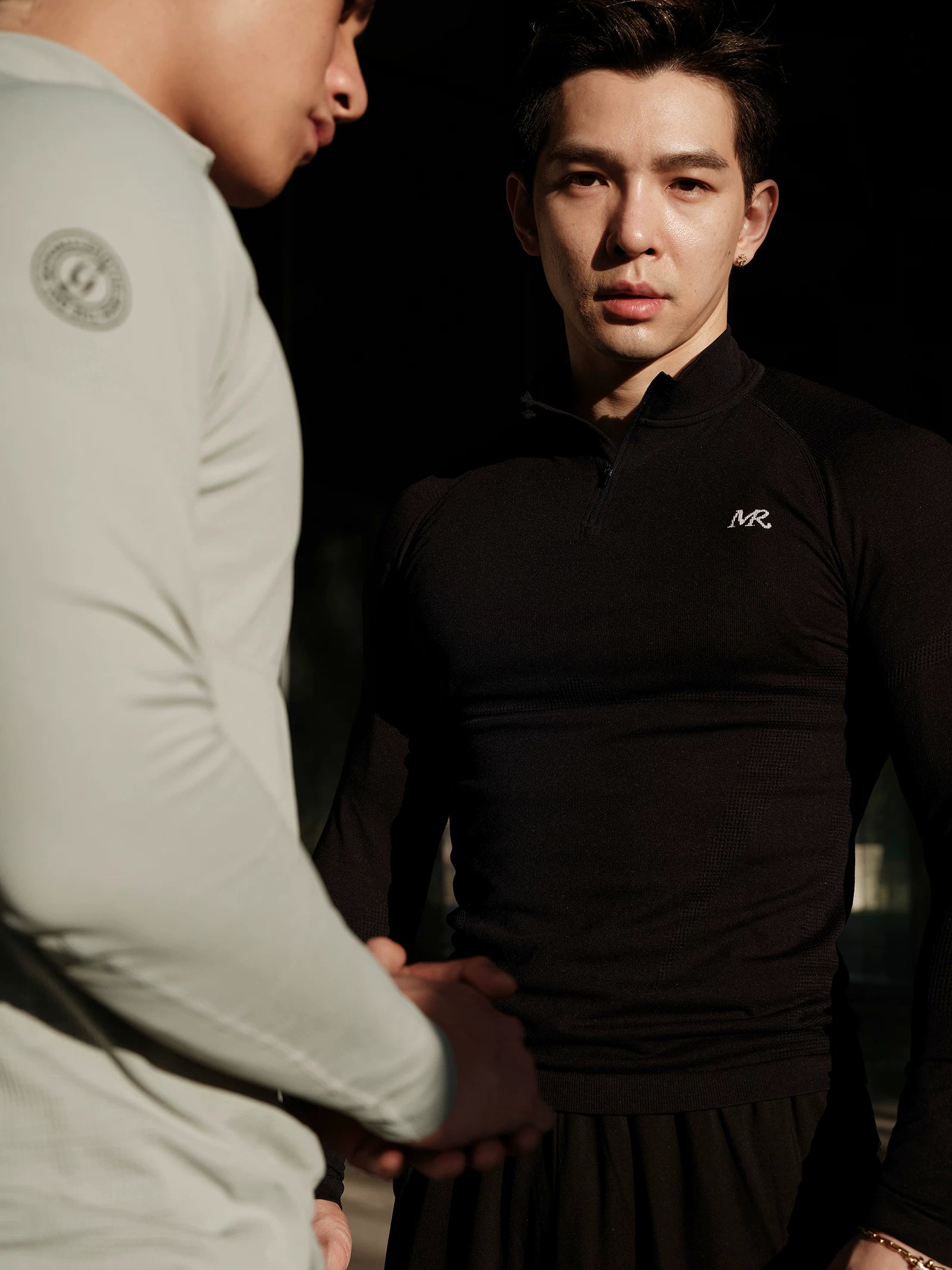 GTAL Casual Half Zipper Elastic Slim Long Sleeve