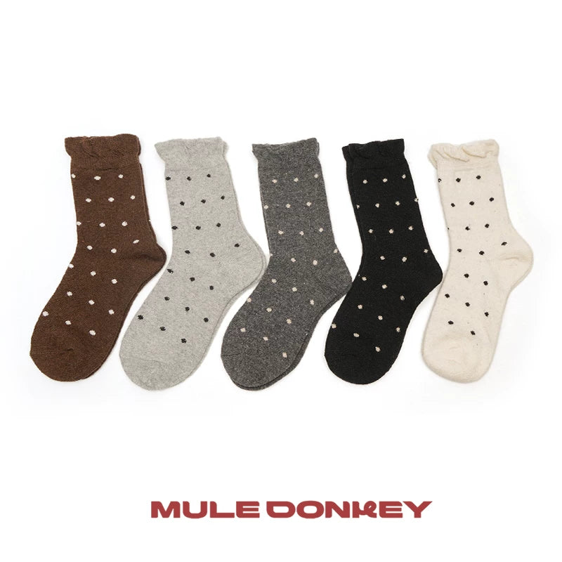 Mule Donkey Polka Dot Medium Tube Wool Stacking Socks