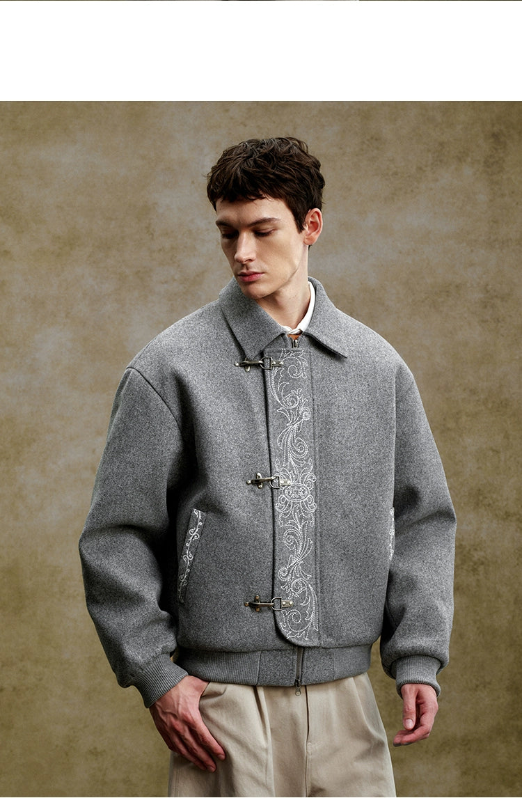 YADcrew Retro Casual Three-dimensional Line Loose Lapel Padded Jacket