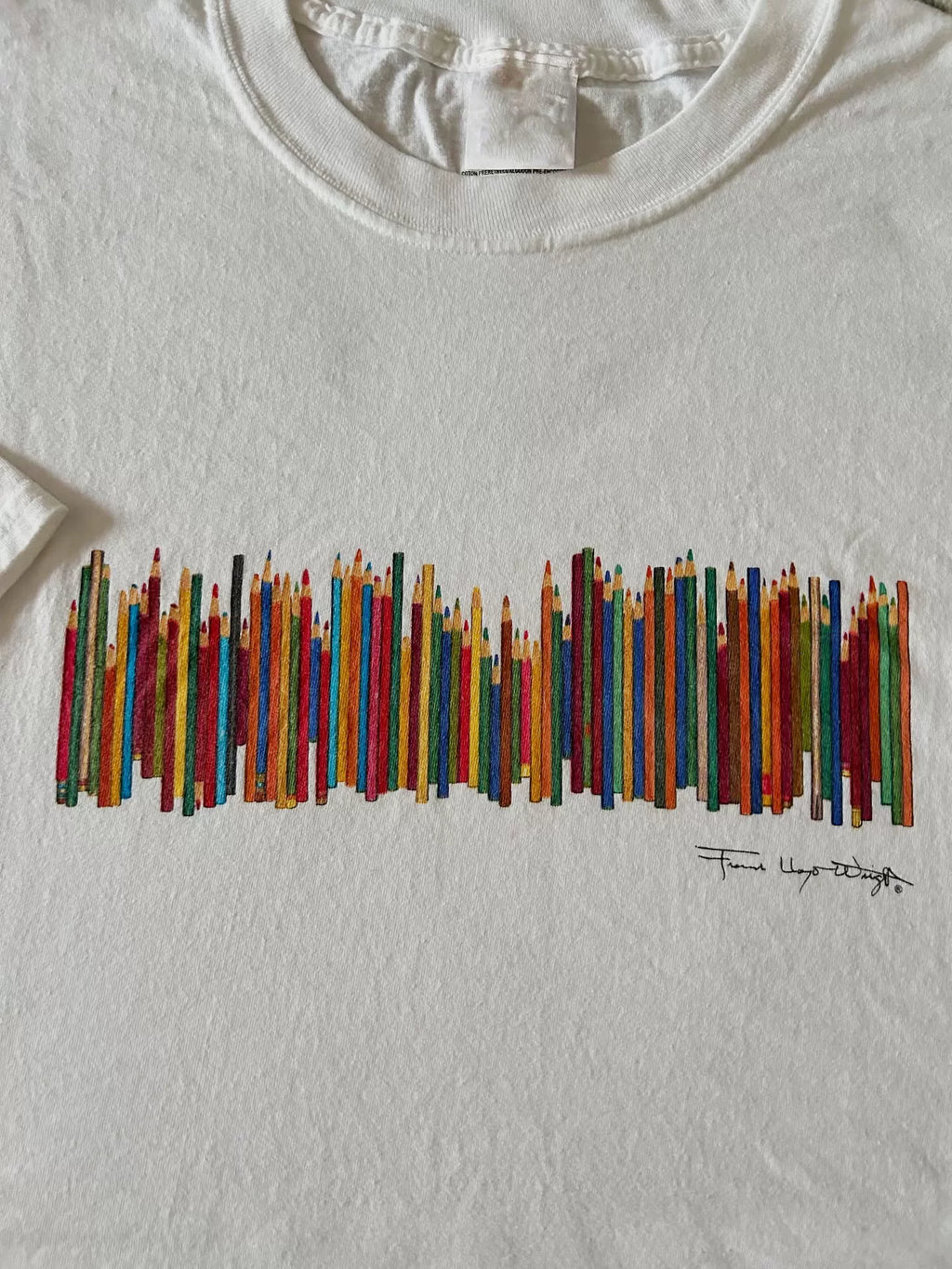 Wang Youbing Retro Colored Pencil Printing Casual Tee