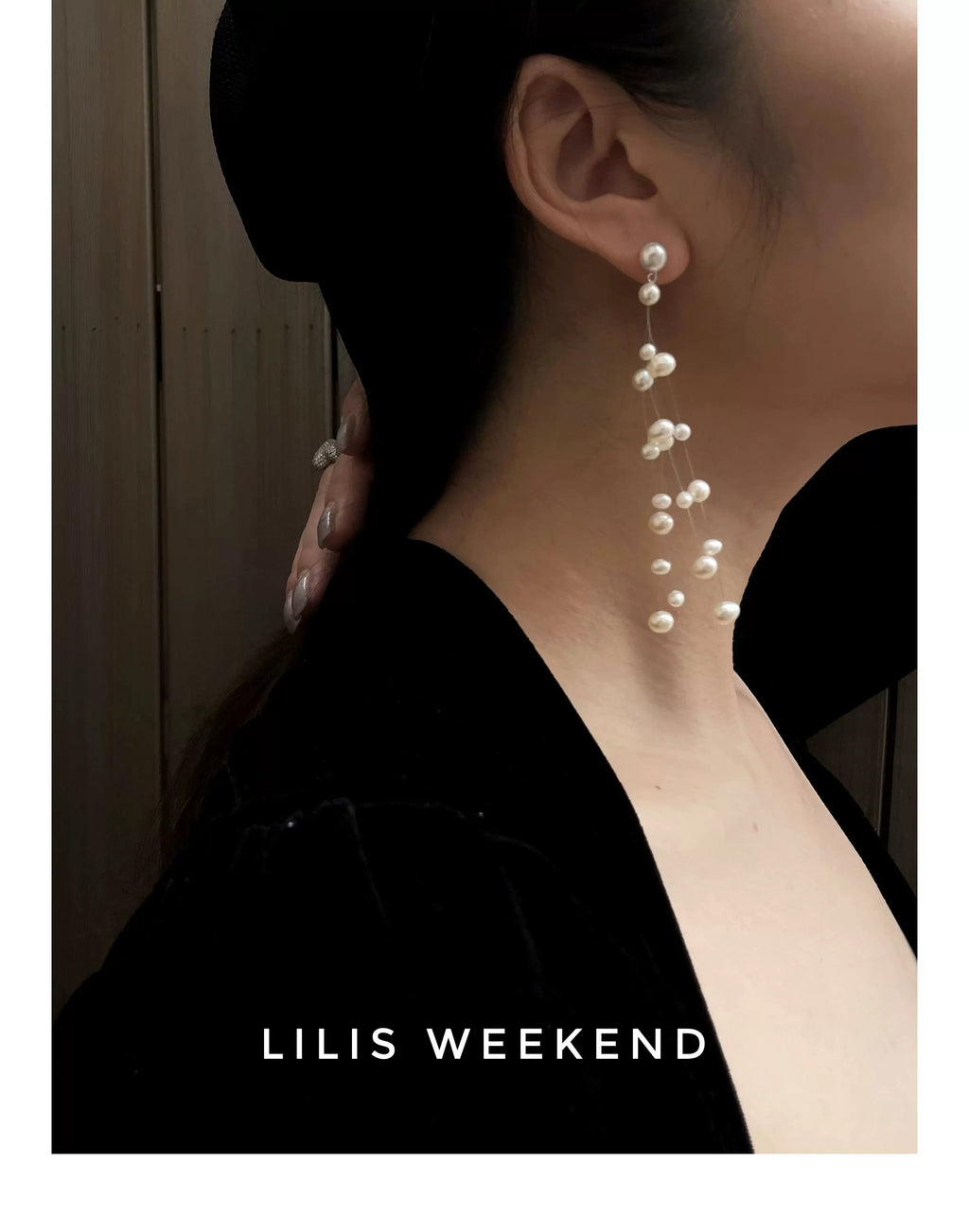 Lilis Weekend Triple Suspension Premium Pearl Earrings