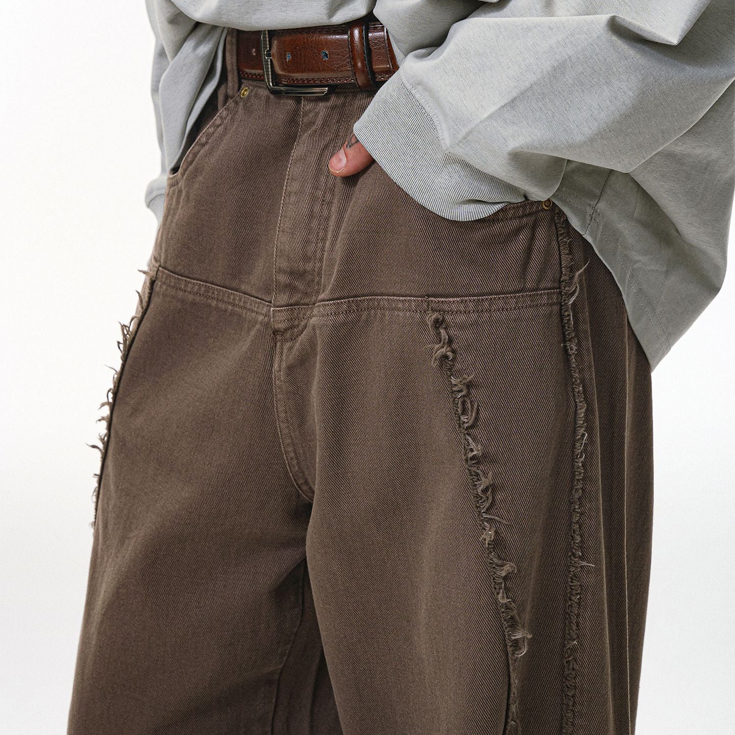 Inflation Rough Edge Old Destruction Style Casual Pants