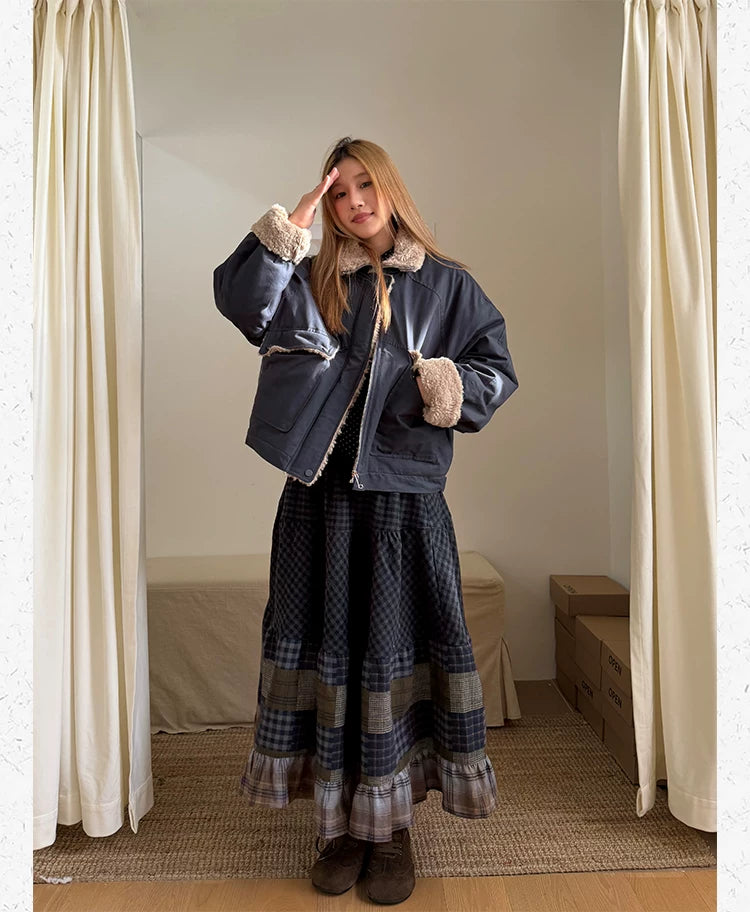 CCYE Lamb Wool Splicing Tooling Jacket