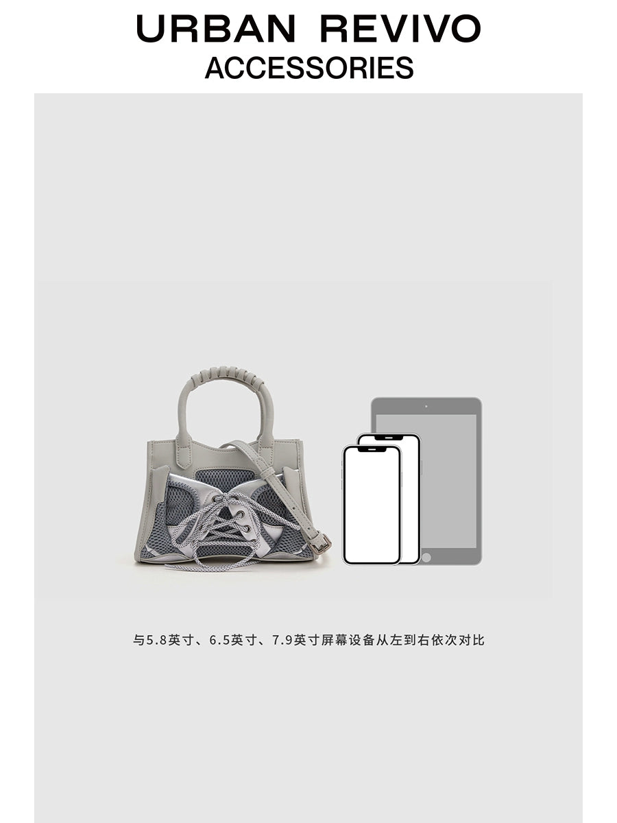 URBAN REVIVO Spliced Mesh Portable Messenger Bag