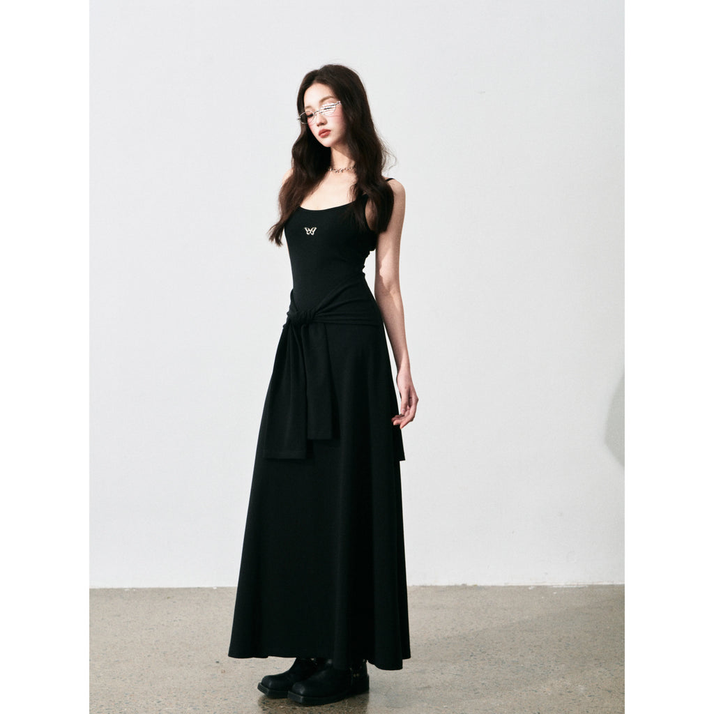 LULUSWINGS Fake Two-piece Sleeve Waist Suspender Dress