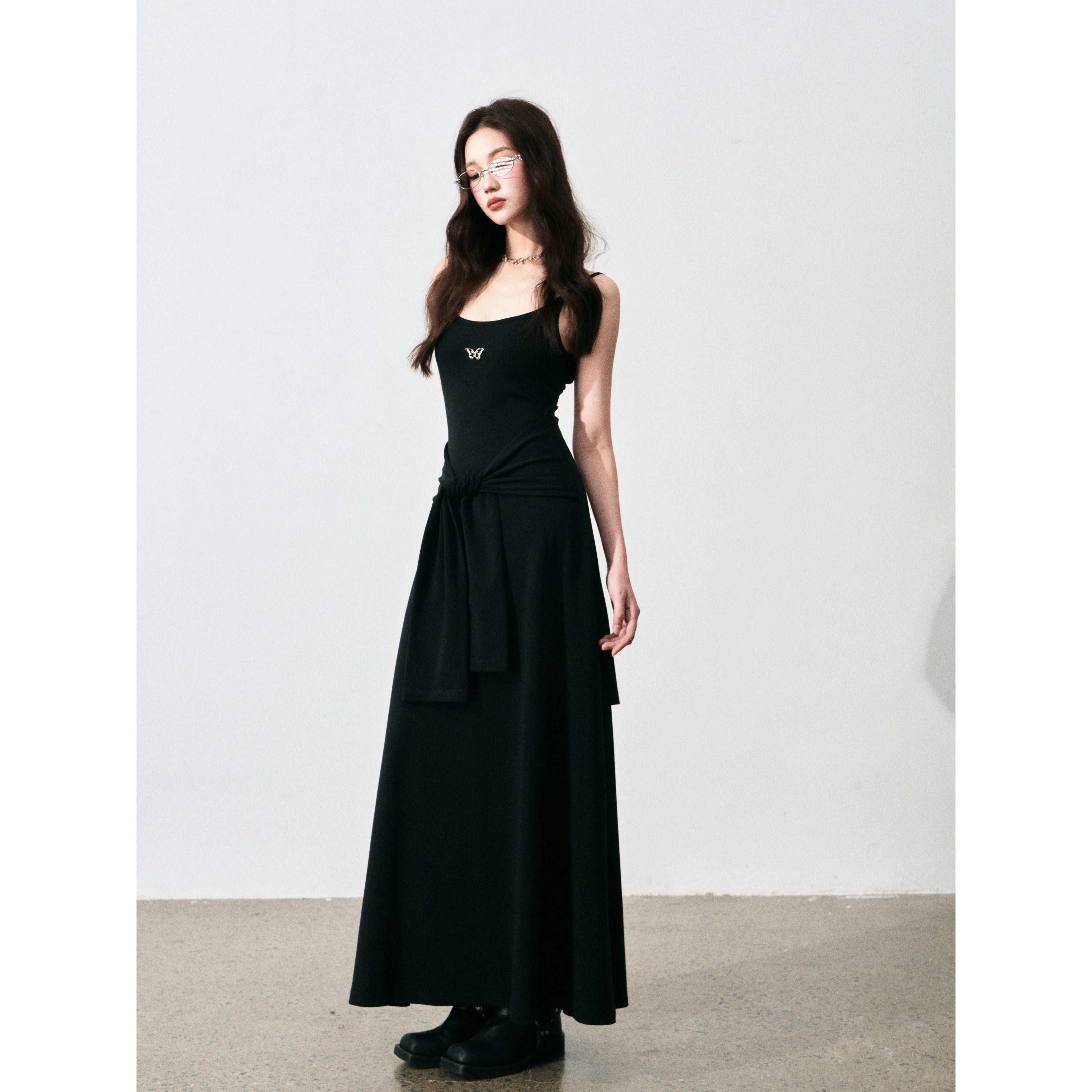 LULUSWINGS Fake Two-piece Sleeve Waist Suspender Dress