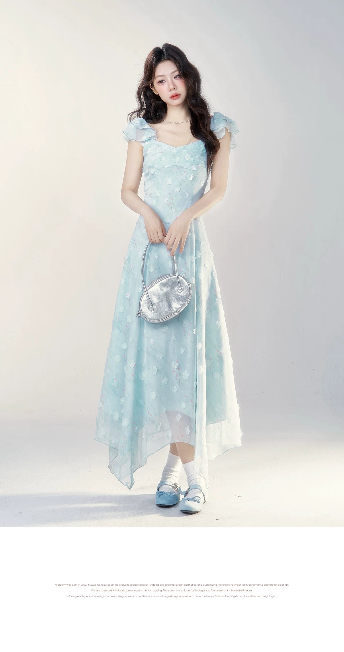 Wildberry Temperament Sweet Floral Waist Dress