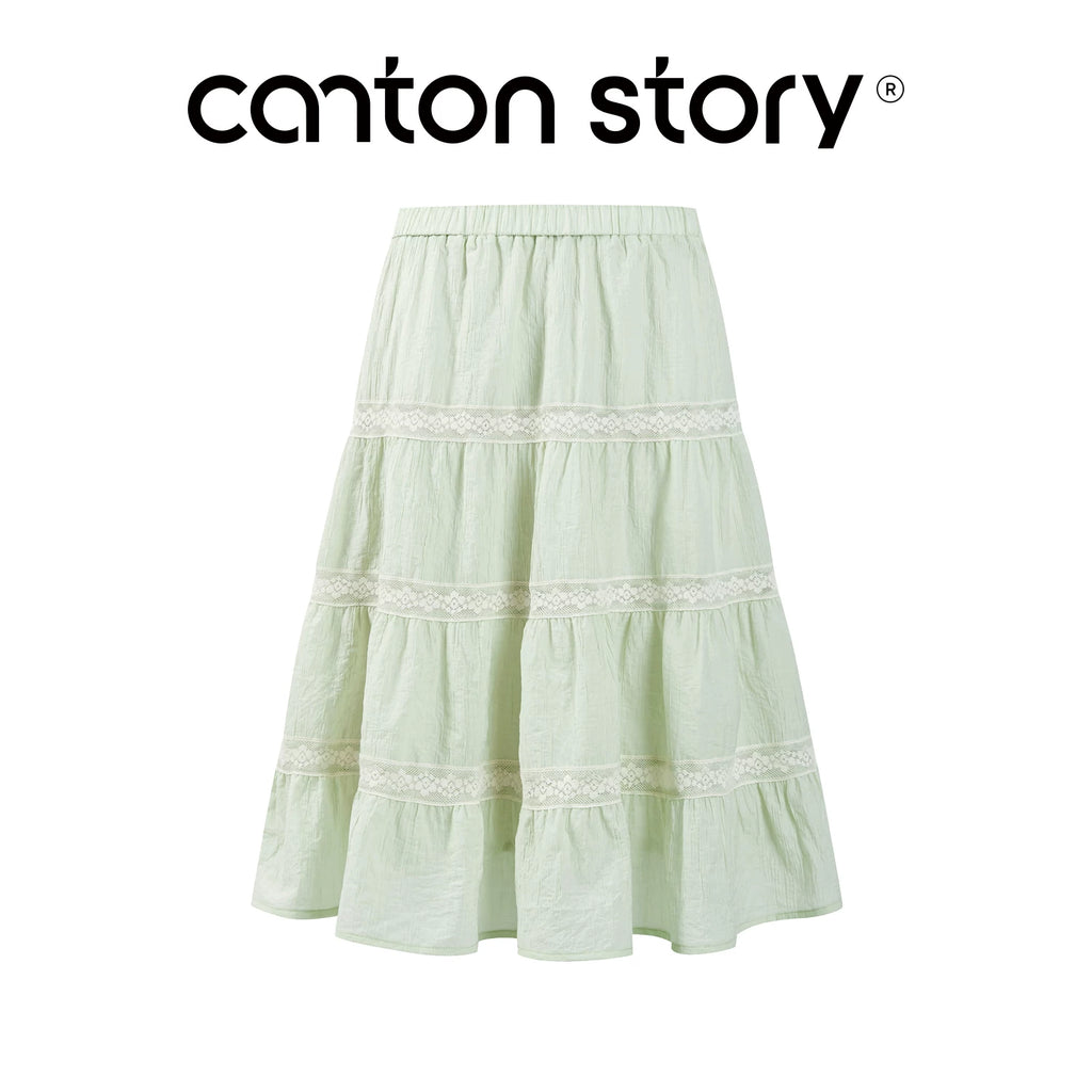 Cantonstory Slim-fit Waist Short-sleeved Shirt Skirt Set