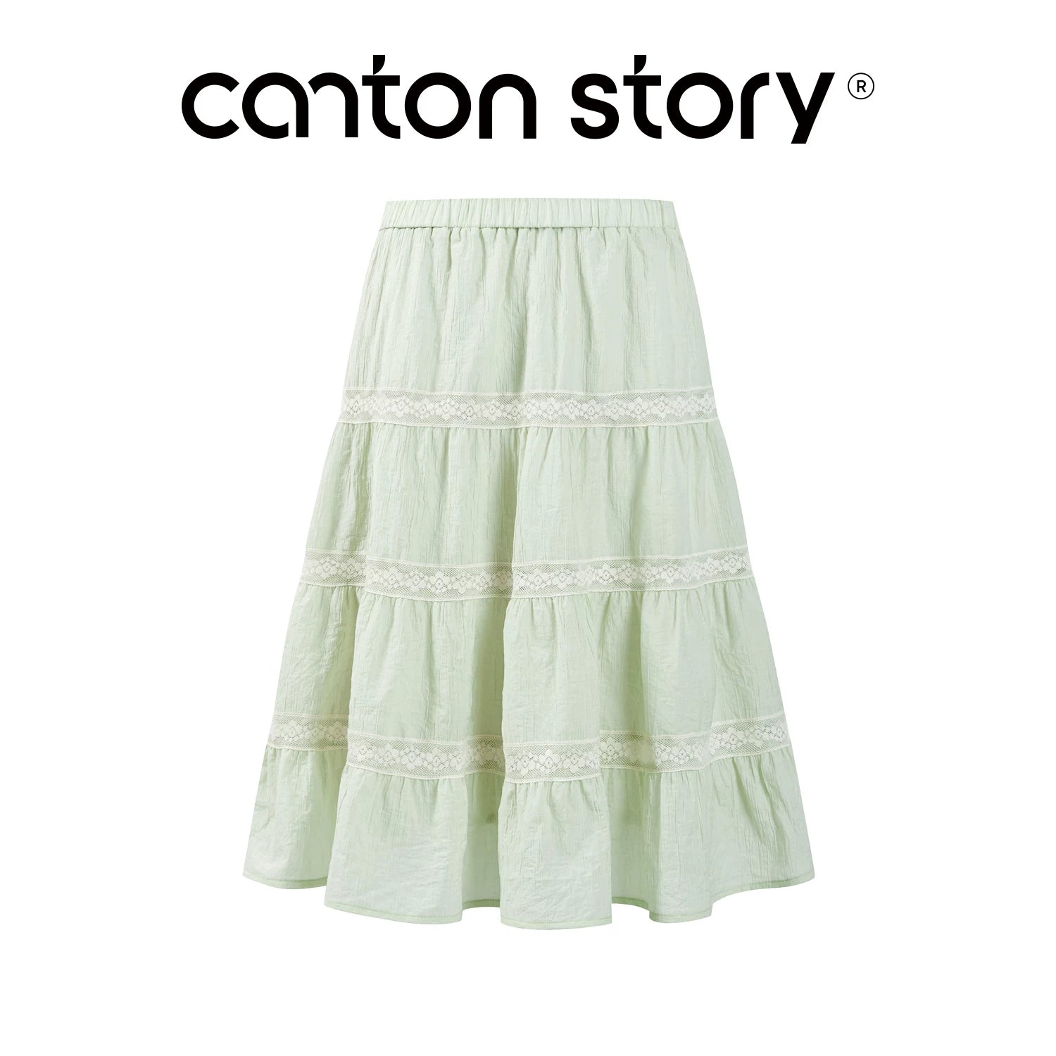 Cantonstory Slim-fit Waist Short-sleeved Shirt Skirt Set