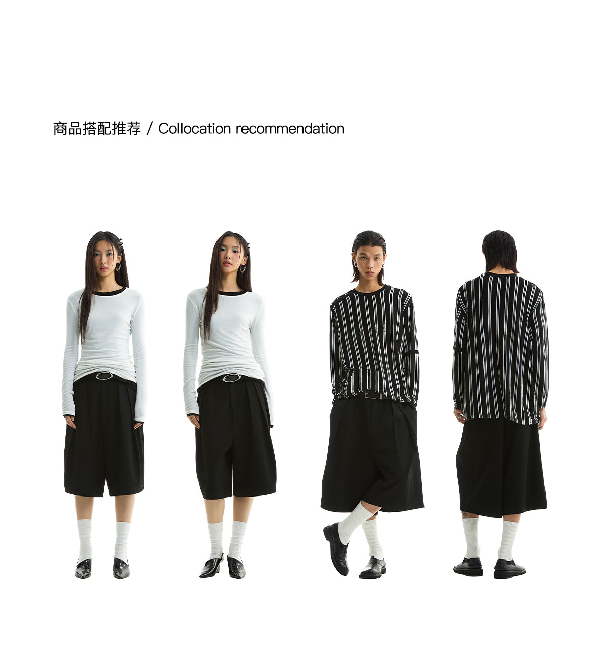 FUNKYFUN 2025SS Double-piece pleated design waistless wide five-point low-crotch trousers shorts