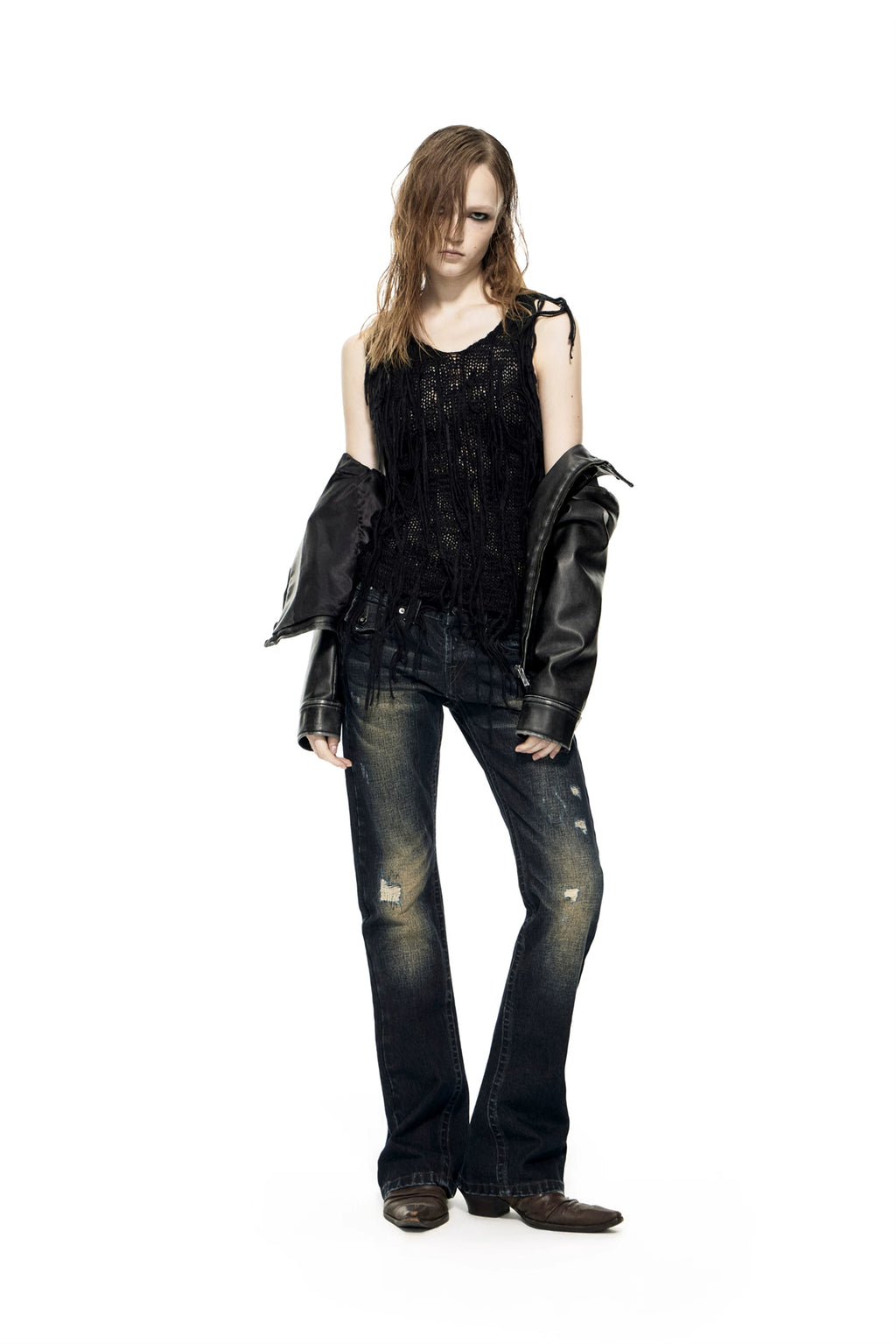 TEAMGEEK Vintage Low-rise Slim-fit Straight Jeans