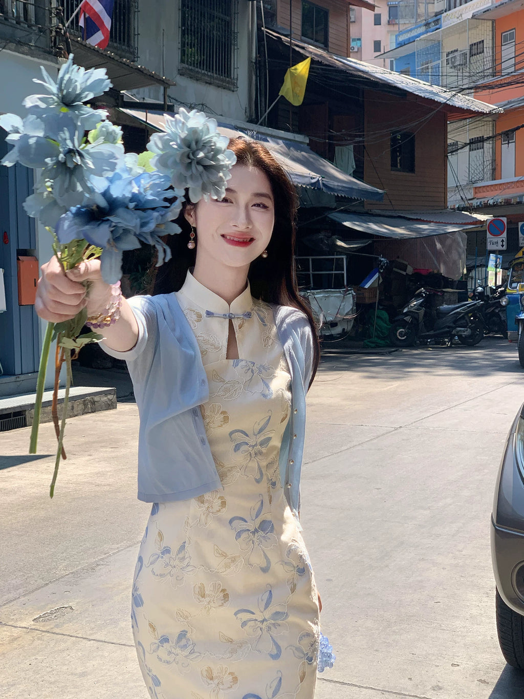 ZIHE New Chinese Embroidered Cheongsam Dress
