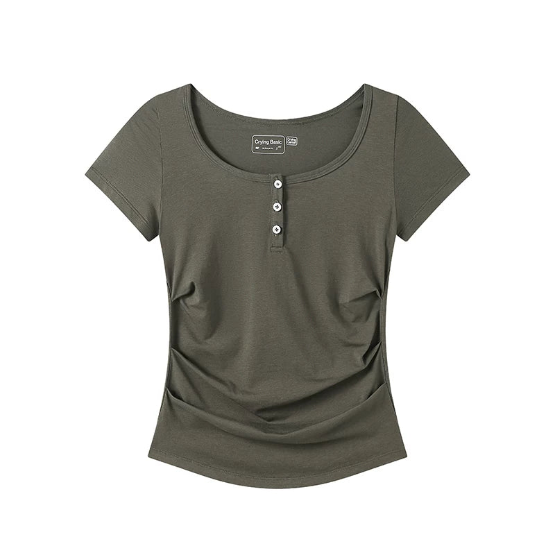CryingCenter Round Neck Pleated Tee