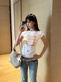 EAHO Chain Bronzing Printing Slim and Thin Tee