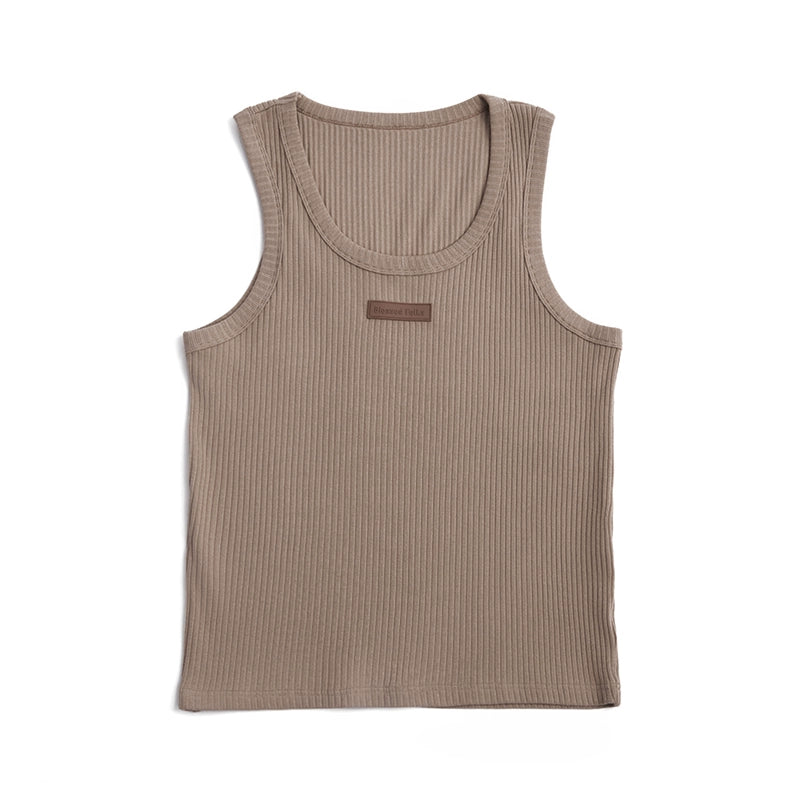 Blessed Folks Cotton Label Logo Elastic Ribbed Vest