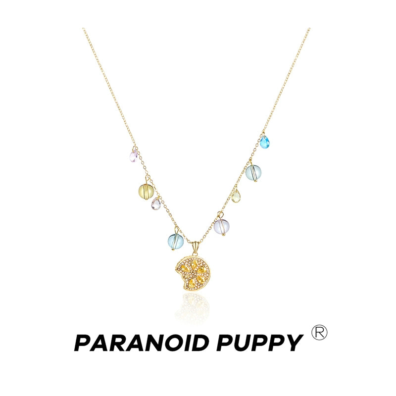 ParanoidP Lemon Crystal Beaded Multi-Layered Necklace