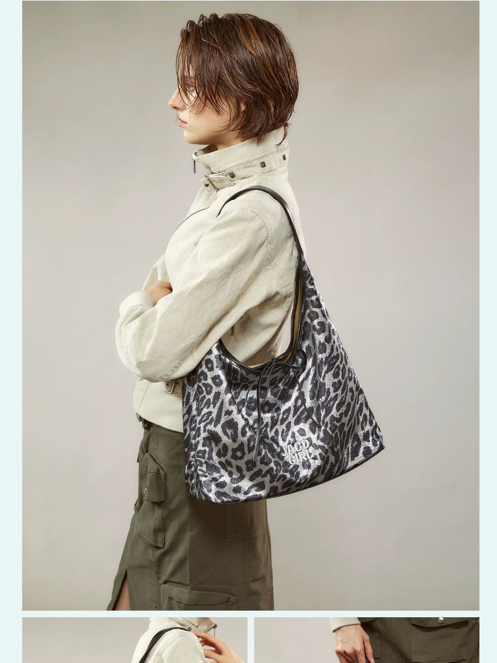 JACD Lazy and Relaxed Leopard Print Bag Women's Large-capacity Tote Bag