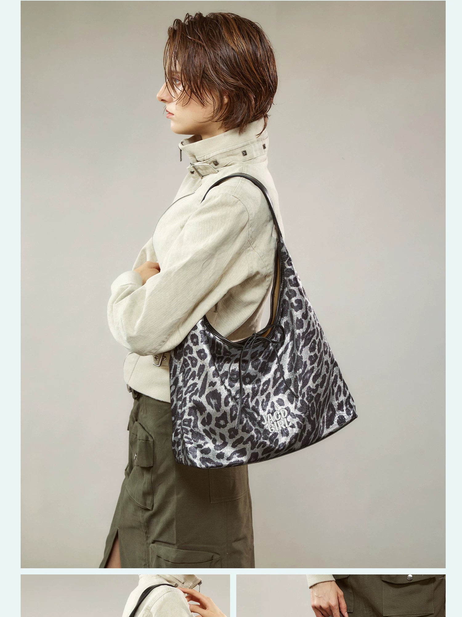 JACD Lazy and Relaxed Leopard Print Bag Women's Large-capacity Tote Bag