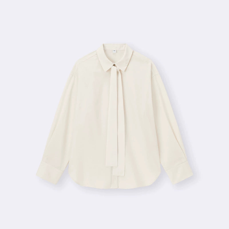 GU Fashion Casual Lace-Up Shirt Long Sleeve