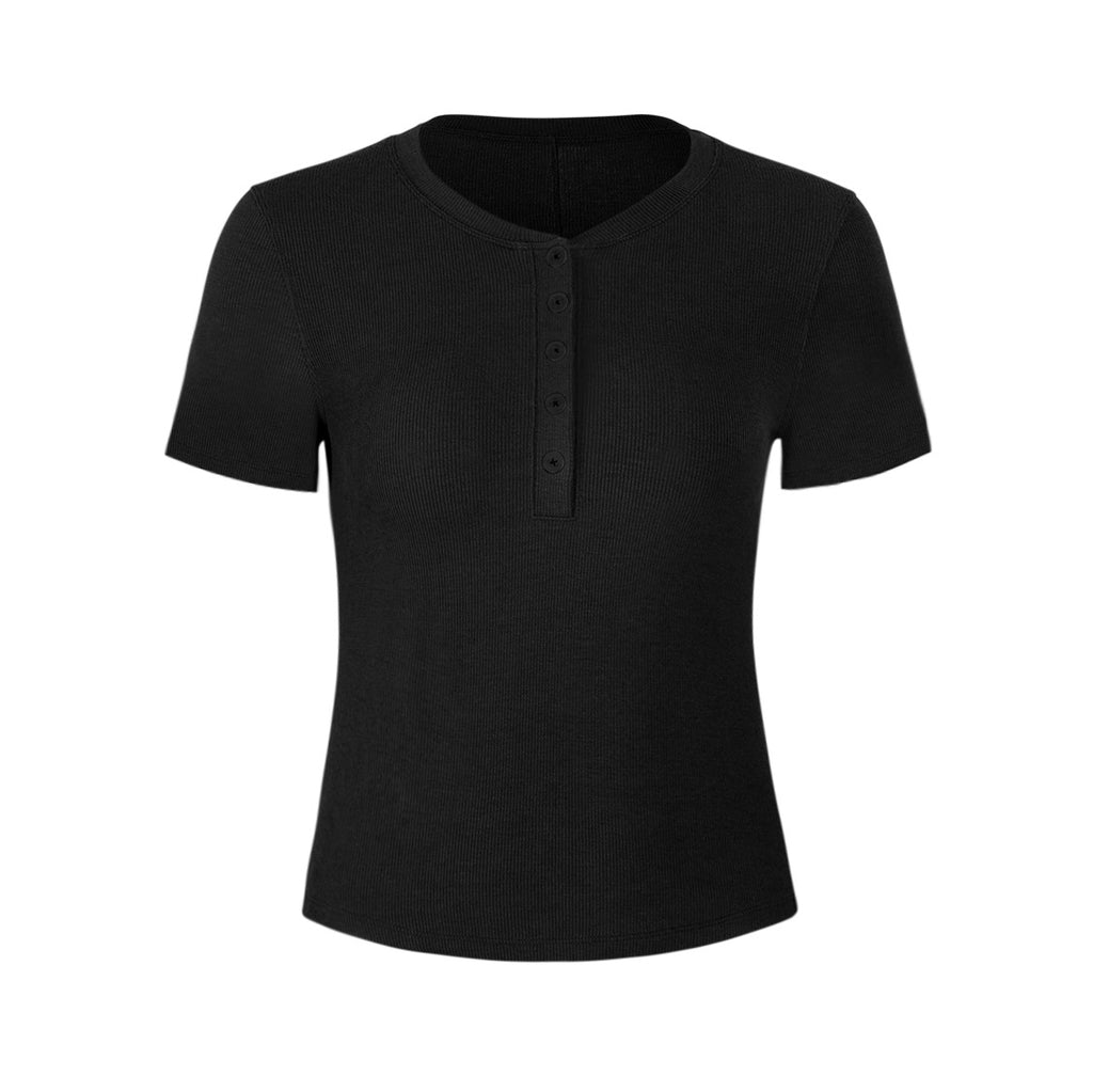 Athena Lulu Ribbed Button Naked Breathable Yoga Suit Tee
