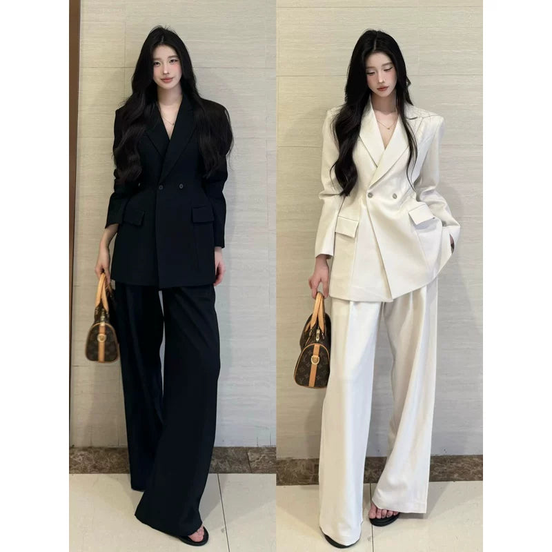 PANPANSTUDIO Minimal Medium and Long Suit Wide Leg Pants Set