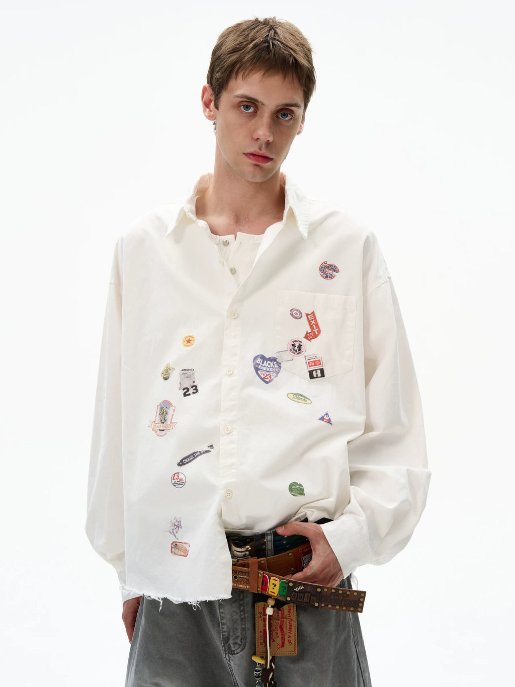 MADWITCH Fun Print Loose Long Sleeve Shirt