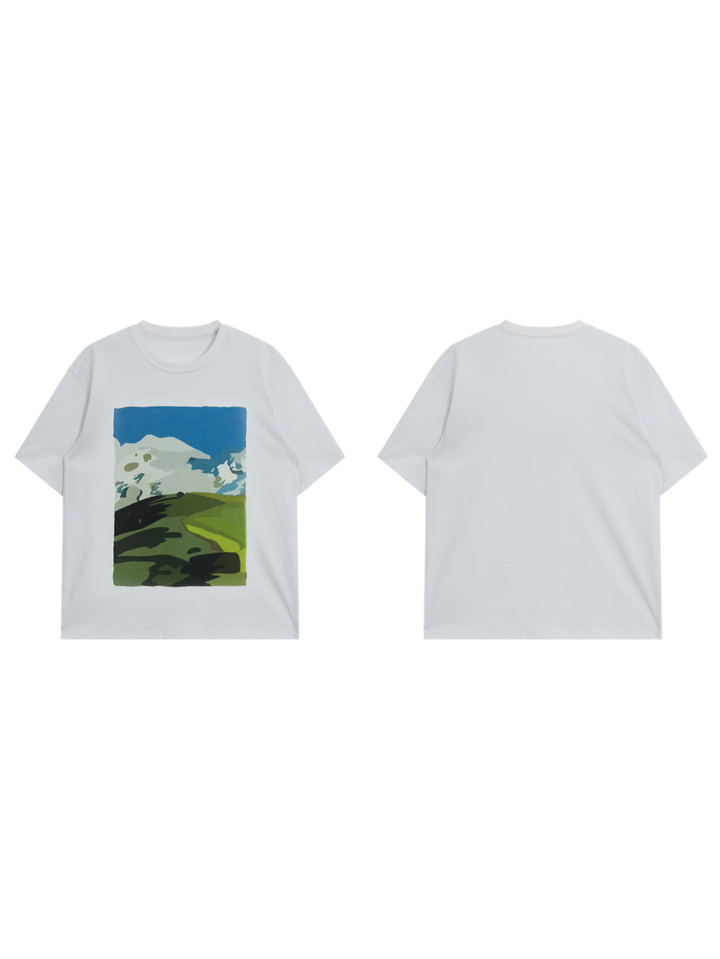 FUNKYFUN Hand-painted Oil Painting Sense Printing Loose TEE