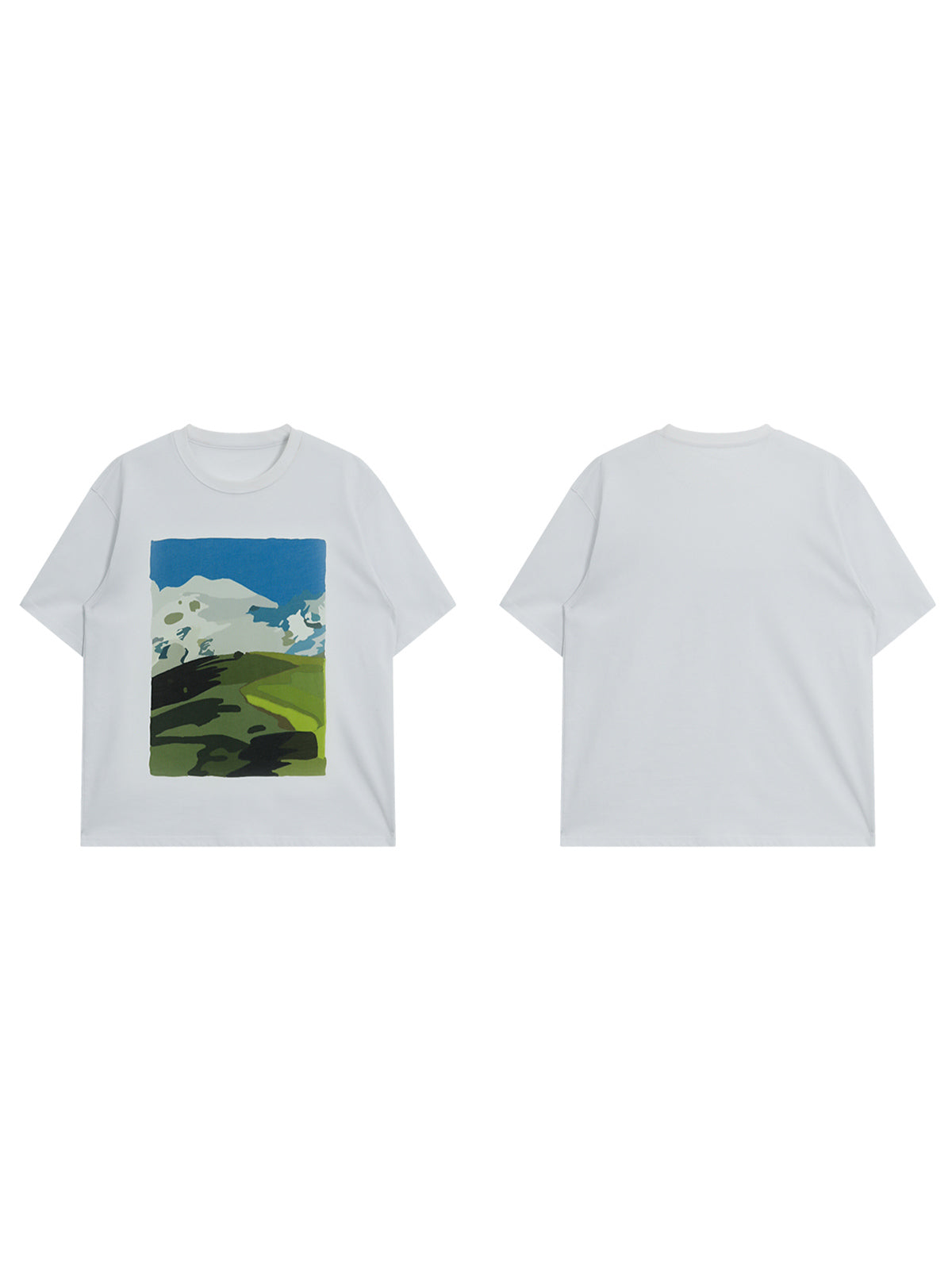FUNKYFUN Hand-painted Oil Painting Sense Printing Loose TEE