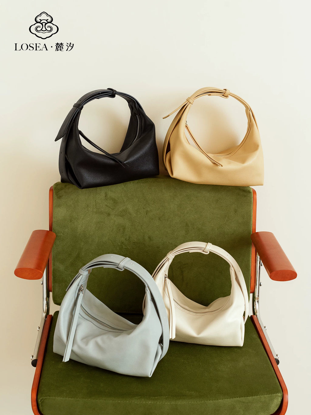 LOSEA Faux Leather Zip-Top Hobo Bag