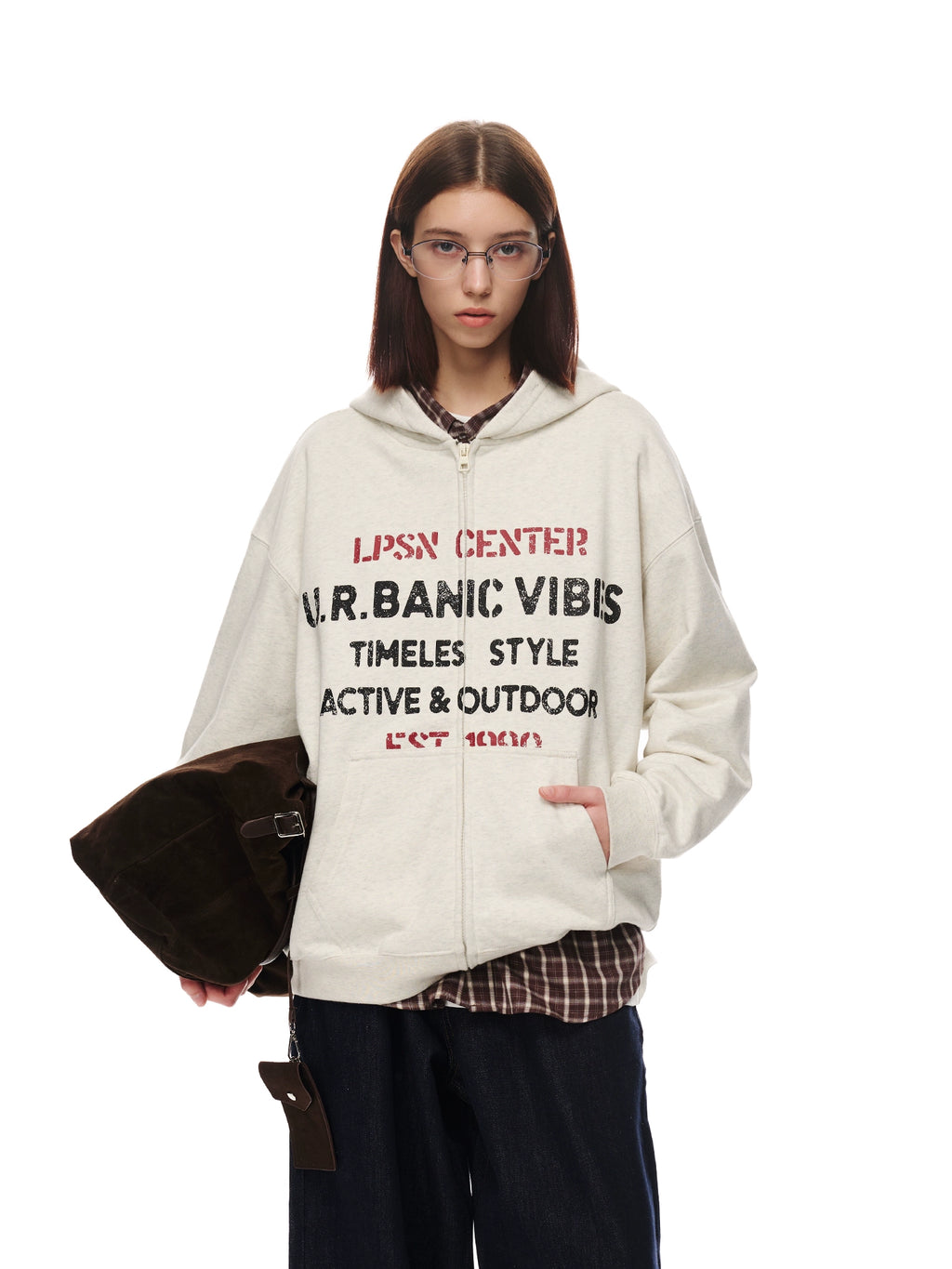 Loopsoon Loose Casual Two-Color Printed Cardigan Sweater