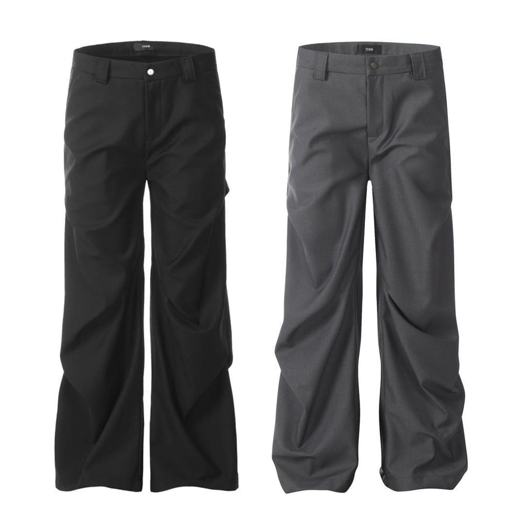 11KN American Retro Pleated Straight Leg Trousers