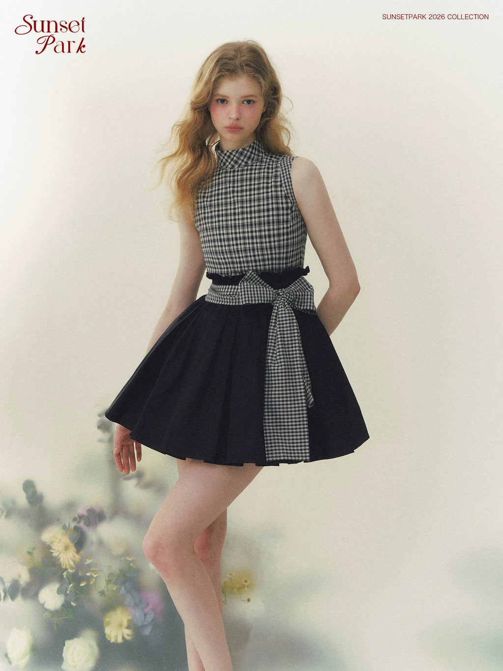 SunsetPark High-waisted Plaid Contrasting Puff Dress