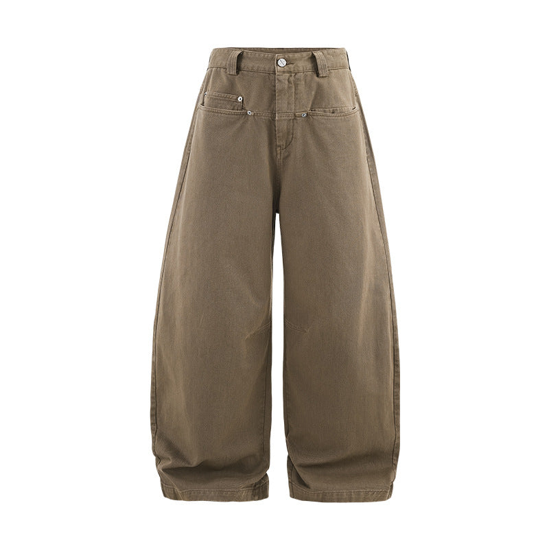 (Clearance) Inflation Rivet Wide Leg Vintage Scimitar Casual Pants