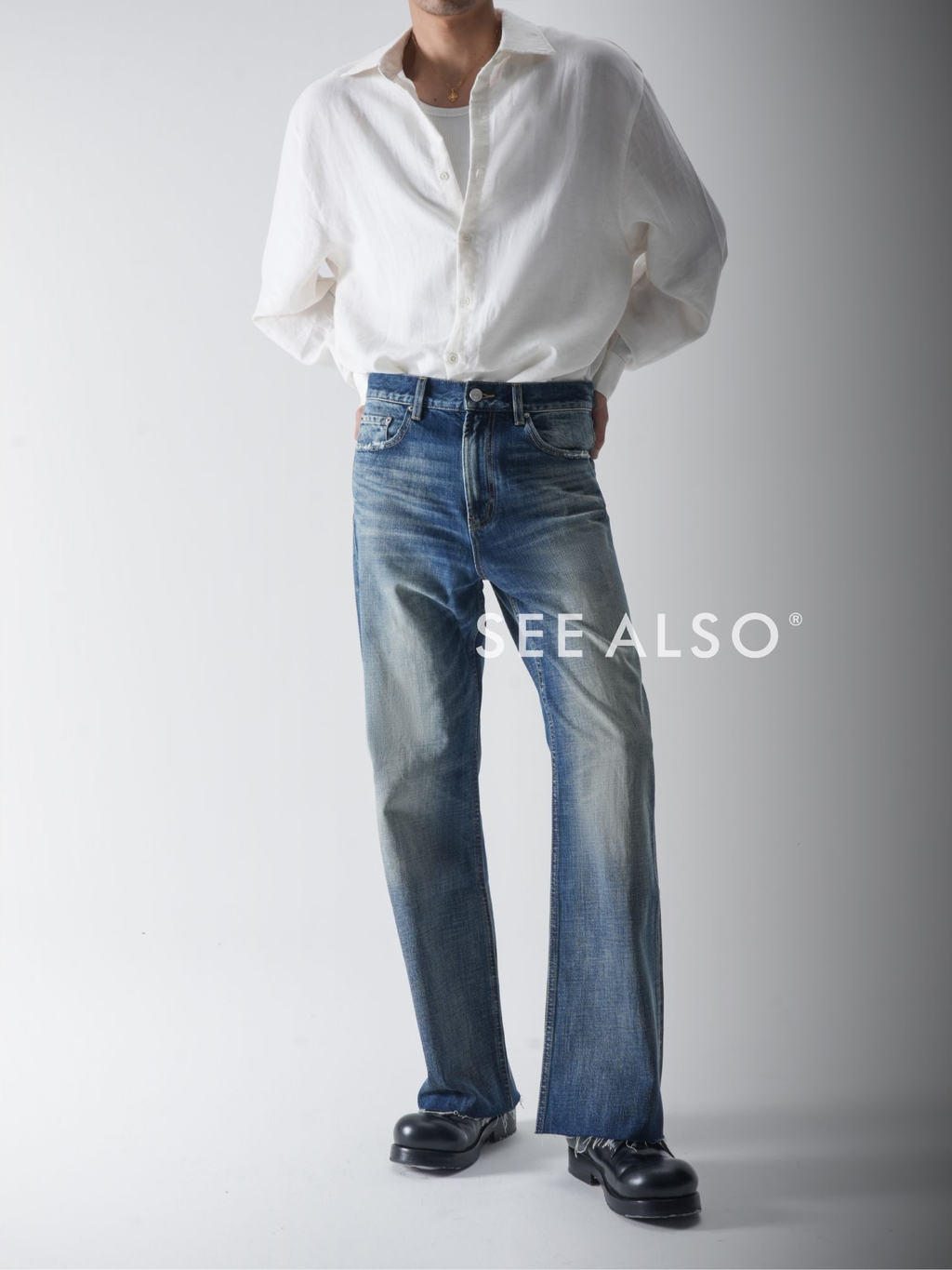 SEE ALSO Long-staple Cotton Horse Hip Leather Brand Foot Fringed Jeans