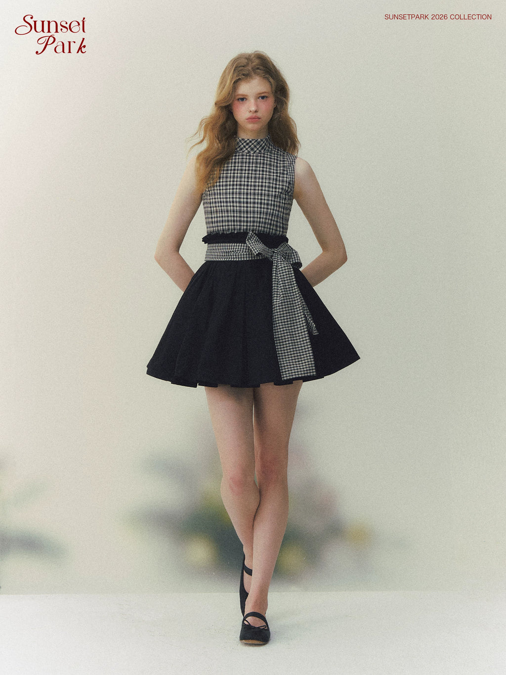 SunsetPark High-waisted Plaid Contrasting Puff Dress