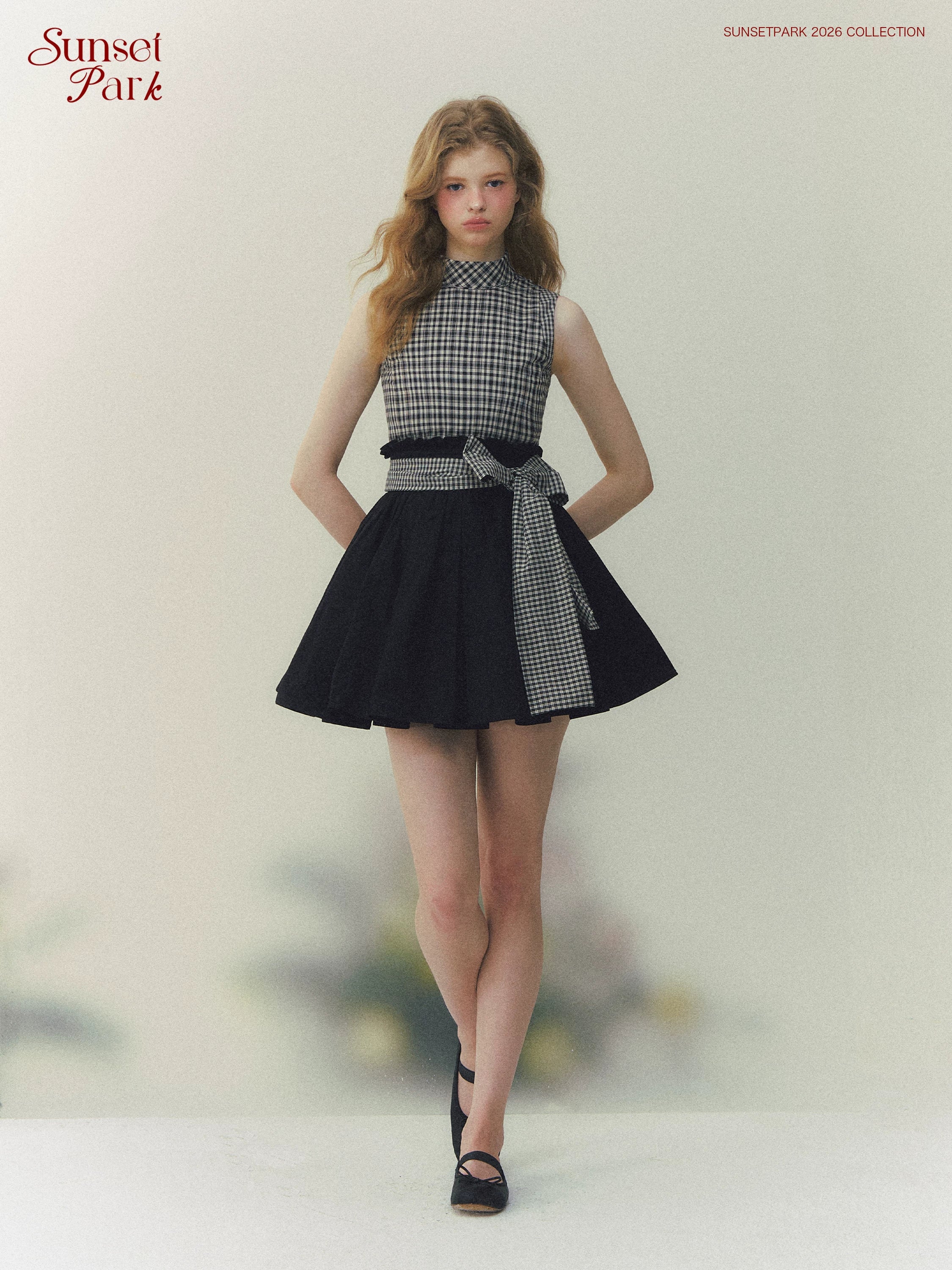 SunsetPark High-waisted Plaid Contrasting Puff Dress