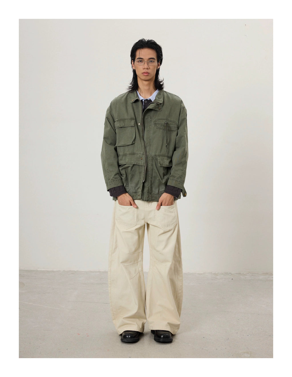 BTSG Multi-pocket Stand-up Collar Zip-up Tooling Jacket