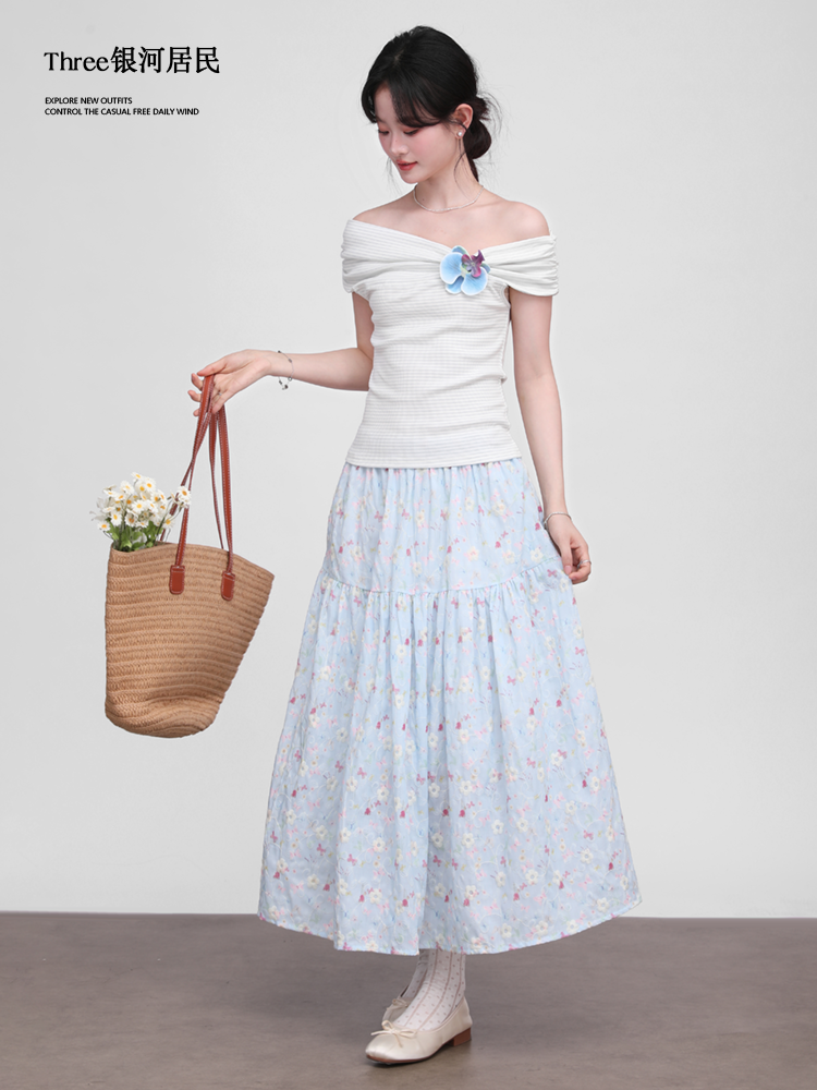 Three High Waist Thin Floral Skirts