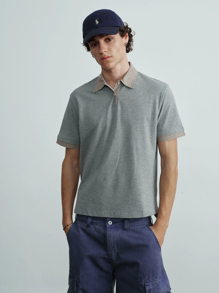 VLABMADE Plaid Neck Polo Shirt