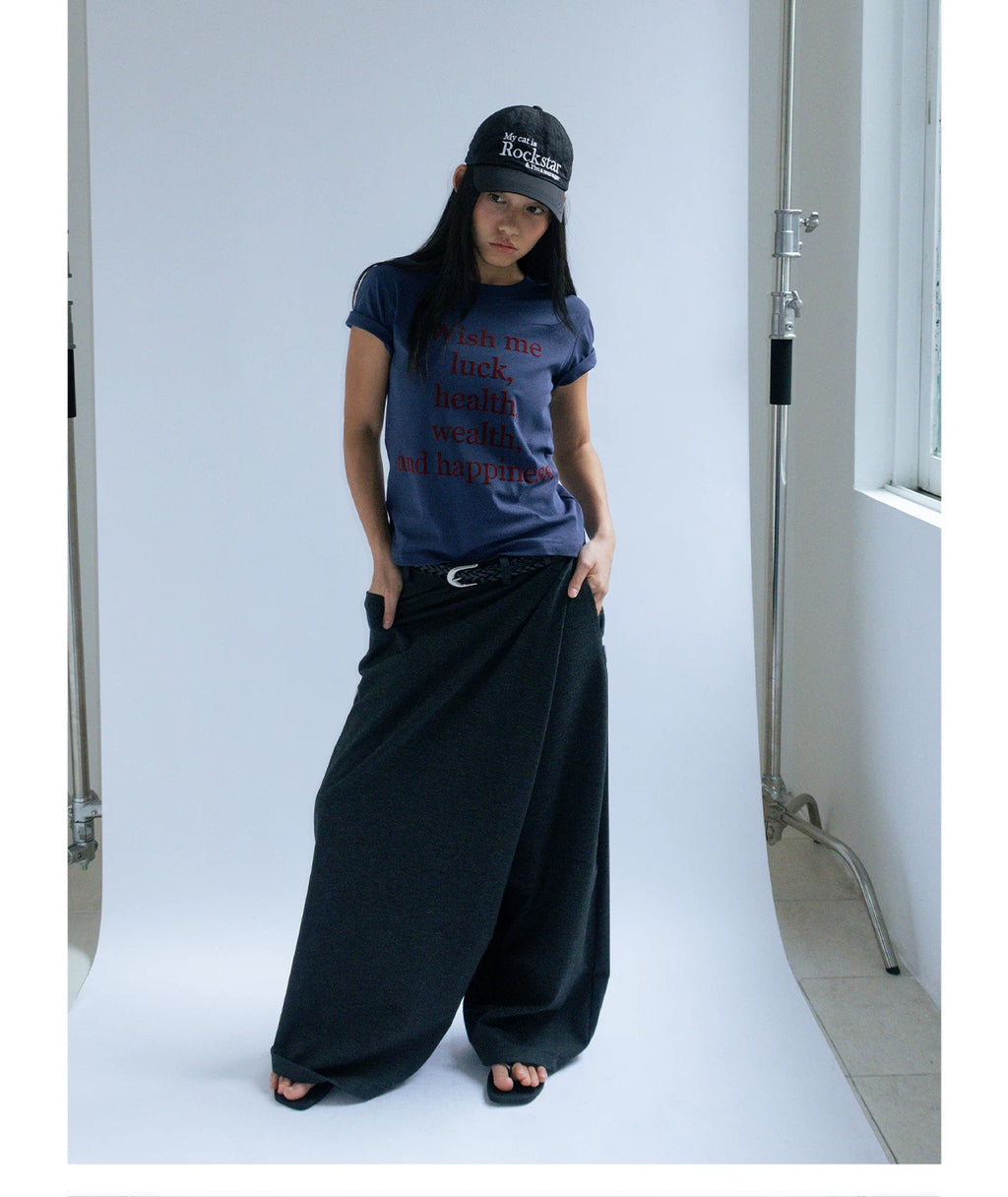 FUNKYFUN Make A Wish Slogan Printed Versatile Tee